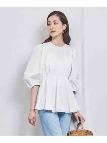 UNITED ARROWS 프릴 7SL 블라우스/화이트
