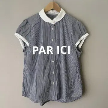 PAR ICI 스트라이프 둥근 카라 블라우스 블루