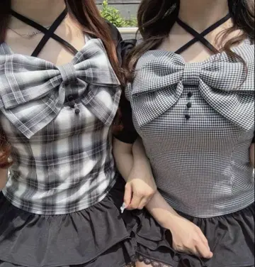 evelyn 에블린 빅 리본 티어드 OP 체크