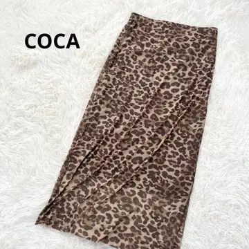 코카 coca 저지 롱 스커트 레오파드 무늬 I 라인