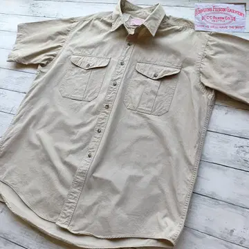 90s USA제 XL 필슨 반팔 워크 셔츠 코튼 트윌 베이지