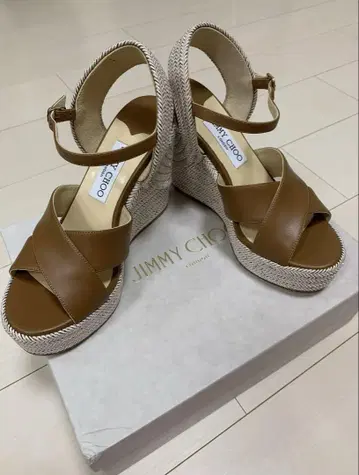 JIMMY CHOO 브라운 웨지 샌들