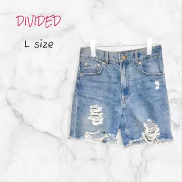 DIVIDED 하프 팬츠 데님 데미지 가공 블루 S 사이즈