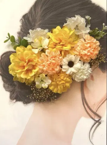 화려한 성인식 후리소데 시치고산 머리 장식