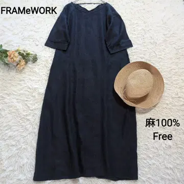FRAMe WORK 프렌치 린넨 원피스 맥시 길이 세탁 가능 넉넉한