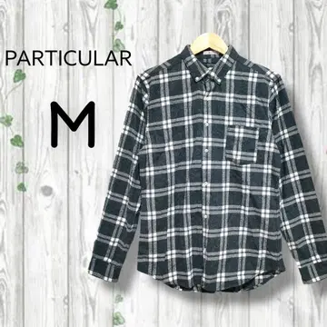 PARTICULAR 플란넬 셔츠 버튼 다운 체크 긴팔 그레이