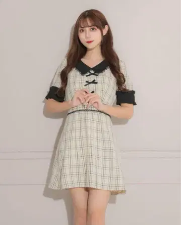 pium 피움 프론트 리본 카라 미니 원피스