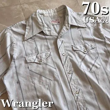 70s USA제 Wrangler 스트라이프 반팔 셔츠 민족 빈티지