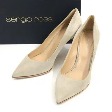세르지오로시 16SS 스웨이드 가죽 스틸레토 펌프스 오프 그레이