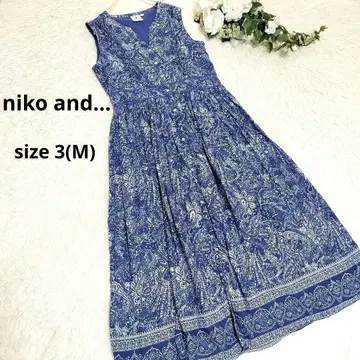 niko and... 니코 앤드 롱 원피스 페이즐리 무늬 블루 M