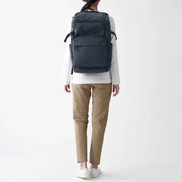 무인양품 MUJI 어깨의 부담을 덜어주는 크게 열리는 백팩 네이비