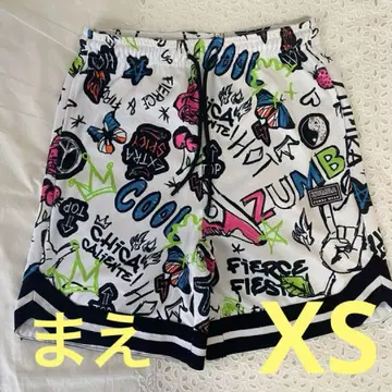 ZUMBA 숏팬츠 화이트 컬러풀 그래픽 프린트 XS