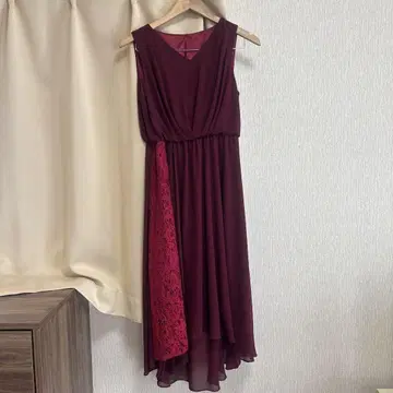 버건디 레이스 쉬폰 드레스 S 사이즈
