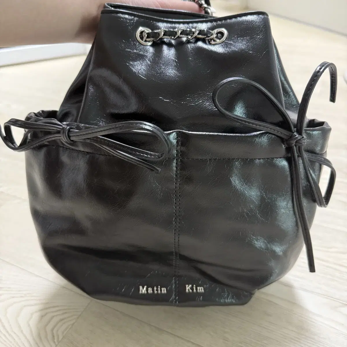 【MATIN KIM】DRAW STRING RIBBON BACK PACK IN BLACK MUSINSA | MATIN KIM DRAW STRING RIBBON BACK PACK IN BLACK