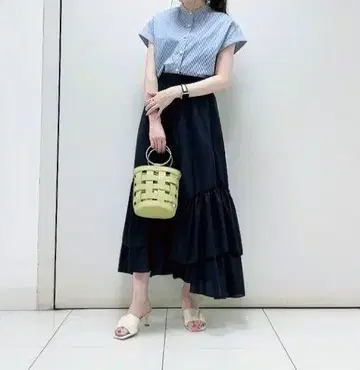 PLST 티어드 플레어 롱 스커트