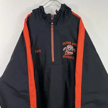 데드스탁 00s 타이거 자수 하프 지퍼 아노락 후드티