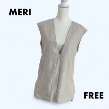 MERI 미리 린넨 V넥 베스트 마 소재 100% 안감 있음