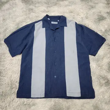 90s Milano Bay 알로하 셔츠 반팔 셔츠 오픈 카라 셔츠 파랑