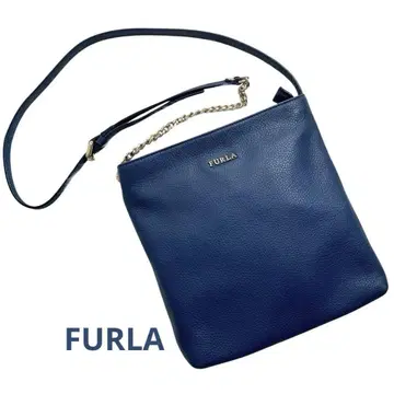 컨디션 최상 FURLA 훌라 숄더백 백 네이비 가죽