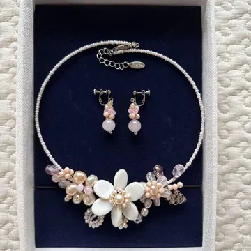 진카네즈 엘레강스 플라워 초커 & 귀찌 세트 QVC