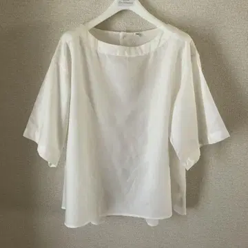 MUJI 무인양품 5부 소매 블라우스 코튼 리오셀 M~L 화이트