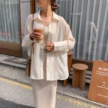 BLATE 뉘앙스 심플 시어 셔츠