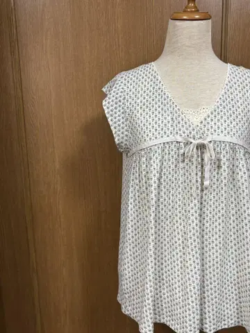 미사용품 소레이야드 티셔츠 마 혼방 프로방스 패턴 니엠