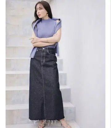 anuans 데님 맥시 스커트 (INDIGO)