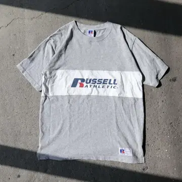 90s USA 러셀 애슬레틱 프린트 티셔츠 화이트 그레이