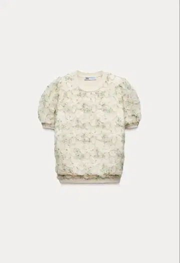 ZARA 스팽글 자수 이종 소재 니트 탑 L