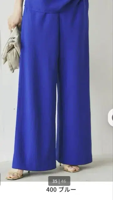 두클라쎄 뷰티 바이어스 팬츠 블루 와이드 팬츠
