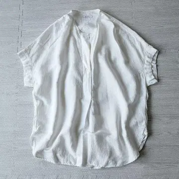 새상품급 저널 스탠다드 레이온 린넨 노카라 블라우스 린넨 100% 화이트