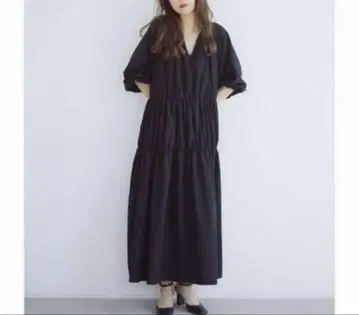 RANDEBOO 란데부 Shirring dress 롱 원피스 블랙