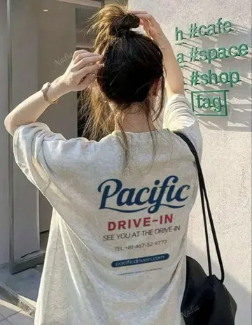 Pacific DRIVE-IN 그레이 티셔츠 오버 사이즈