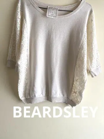 BEARDSLEY 레이스 소매 화이트 니트 반소매