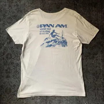 초레어 00s PAN AM 티셔츠 서핑 디자인 여름 화이트 코튼 L