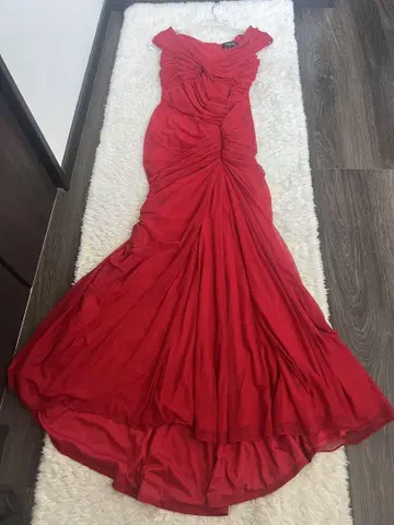 타다시 쇼지 Tadashi Shoji 드레이프 롱 드레스 레드
