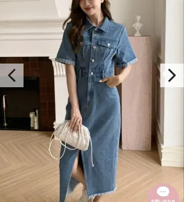 벌스데이 바쉬 데님 슬릿 원피스 S 사이즈