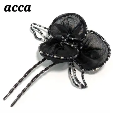 acca 헤어 액세서리 헤어콤 머리 장식 세잎클로버 비즈 블랙