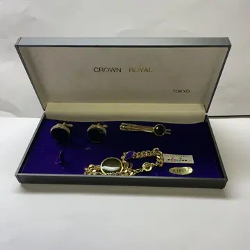 CROWN ROYAL 커프스 단추 넥타이핀 세트