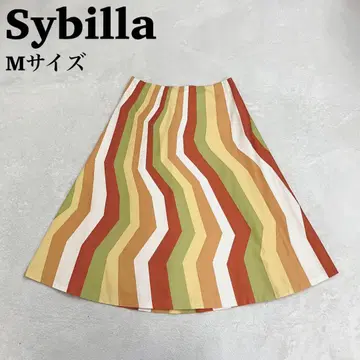 Sybilla 시빌라 플레어 스커트 코튼 멀티 컬러 M 무릎 기장