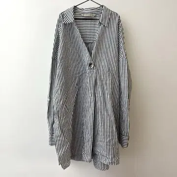 자라 코튼&린넨 스트라이프 셔츠 L