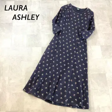 LAURA ASHLEY 꽃무늬 티셔츠 롱 원피스 7부 소매 블랙