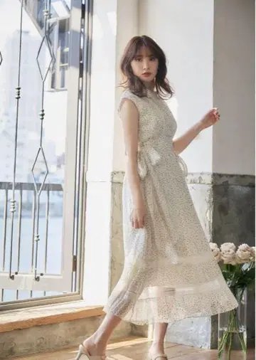 Herlipto 롱 원피스 도트 플레어 폴카