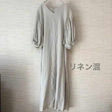 반팔 원피스 마 혼방 베이지 안감 롱 원피스 봄/여름 린넨