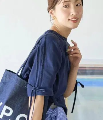 프릭스스토어 소매 벨로아 리본 라인 반팔 래글런 티셔츠