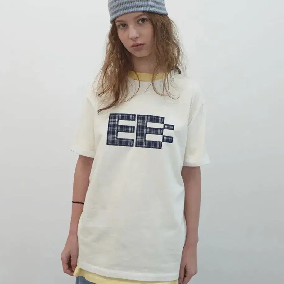 Enzo Blues Pixel Logo Boxy T-shirt (White) #엔조블루스,#엔조