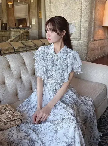 GRL 꽃무늬 프릴 플레어 원피스 [pm582]