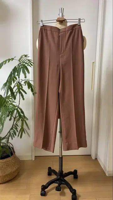 styling/ 브라운 와이드 레그 팬츠 허리밴딩