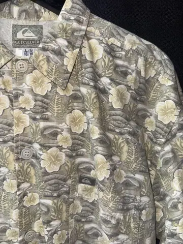 Quiksilver 꽃무늬 버튼 다운 셔츠 L/G 16/18 90s